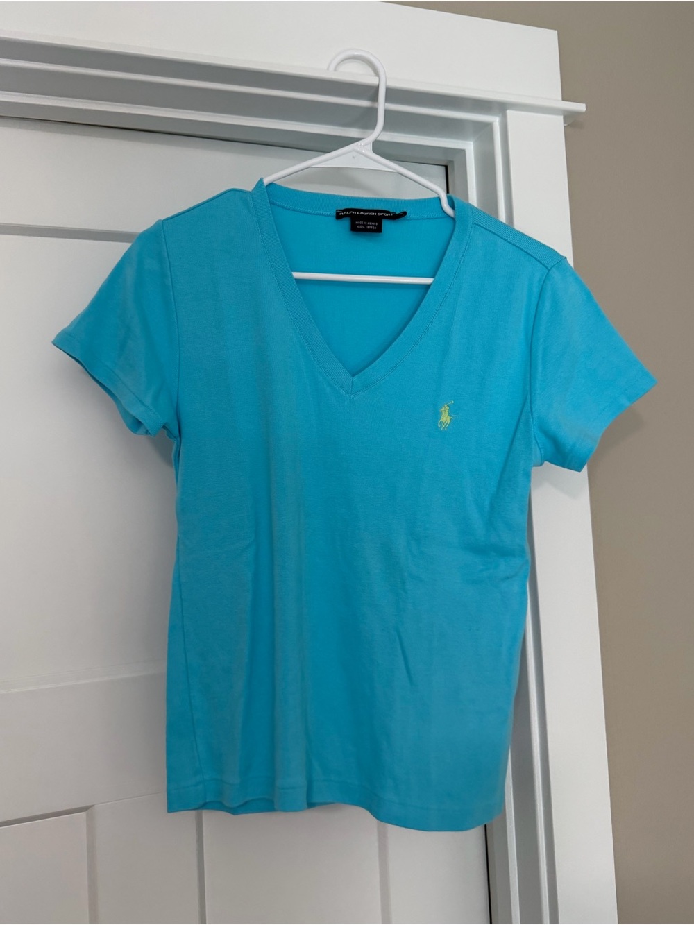 Ralph Lauren Turquoise V-Neck Short Sleeve Tee